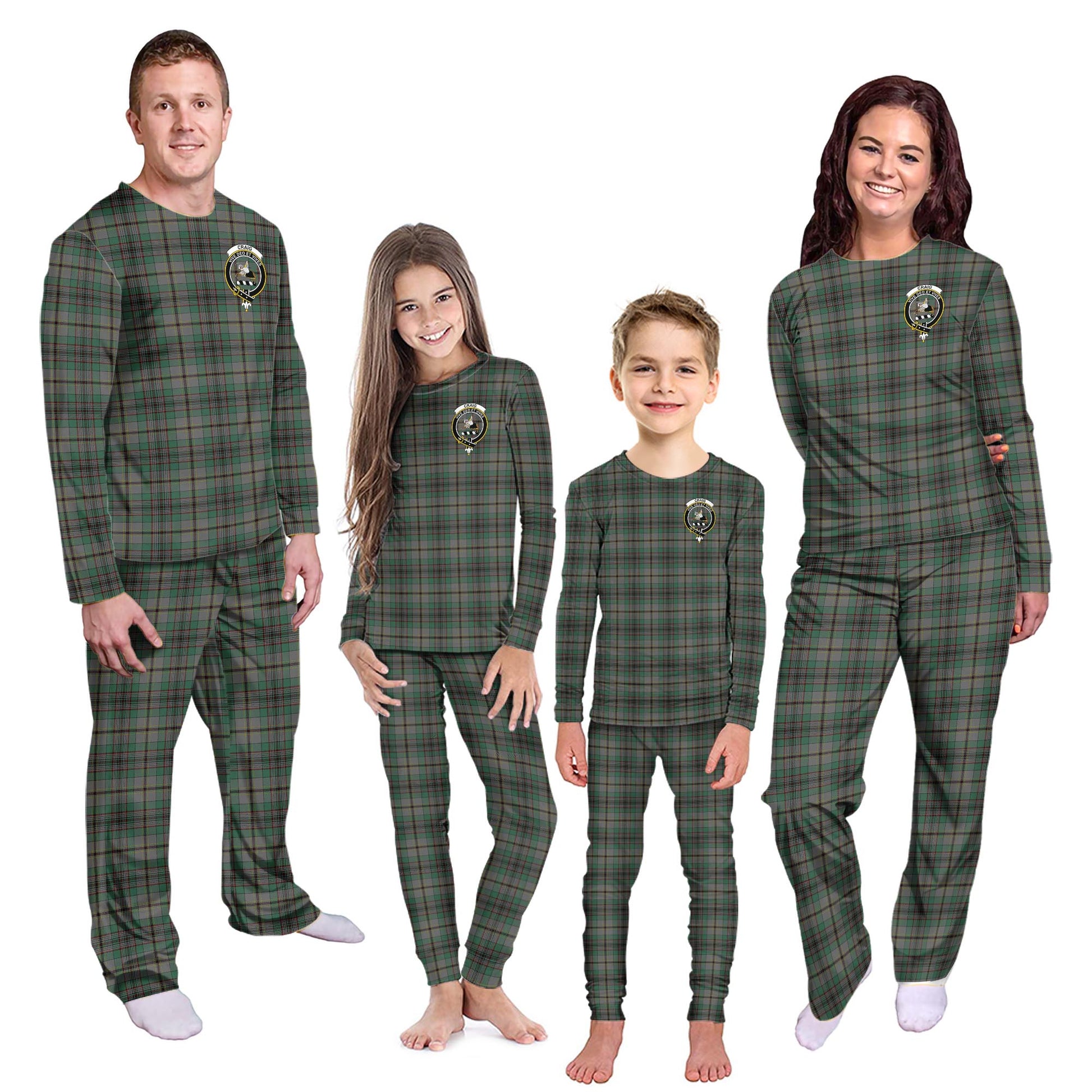 Craig Tartan Pajamas Family Set with Family Crest Kid - Tartan Vibes Clothing