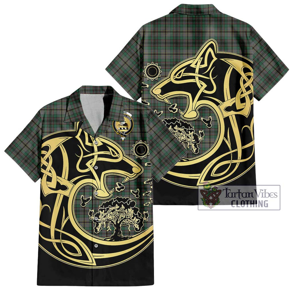 Craig Tartan Short Sleeve Button Shirt with Family Crest Celtic Wolf Style Kid - Tartan Vibes Clothing