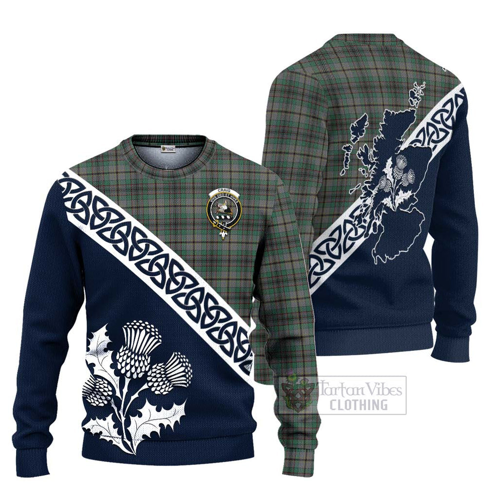 Tartan Vibes Clothing Craig Tartan Knitted Sweater Featuring Thistle and Scotland Map