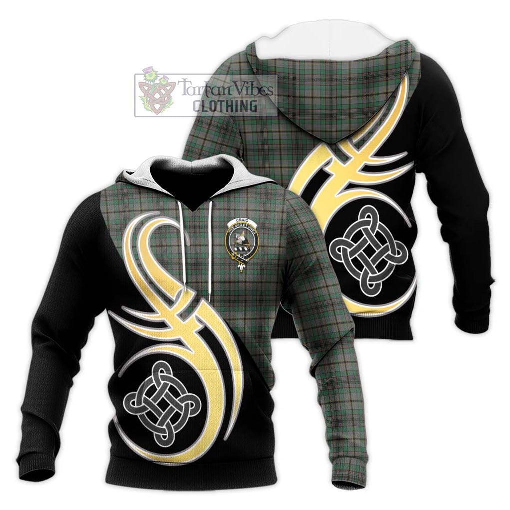 Craig Tartan Knitted Hoodie with Family Crest and Celtic Symbol Style Unisex Knitted Pullover Hoodie - Tartan Vibes Clothing