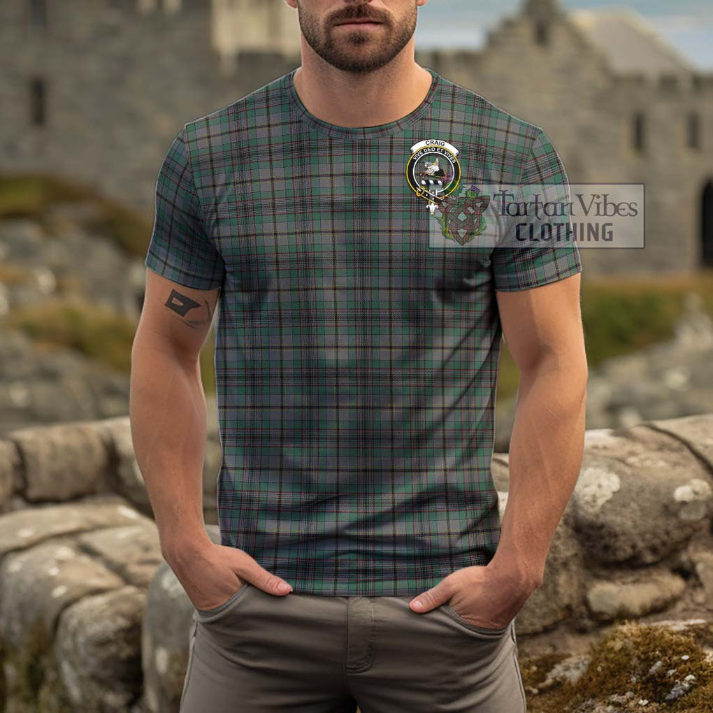 Craig Tartan Cotton T-Shirt with Family Crest Men's Shirt - Tartanvibesclothing Shop