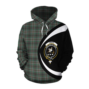 Craig Tartan Cotton Hoodie with Family Crest Circle Style Pullover Hoodie XS - Tartan Vibes Clothing