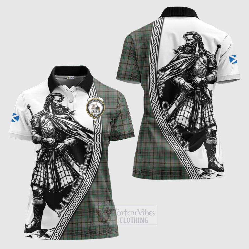 Tartan Vibes Clothing Craig Tartan Clan Crest Women's Polo Shirt with Highlander Warrior Celtic Style