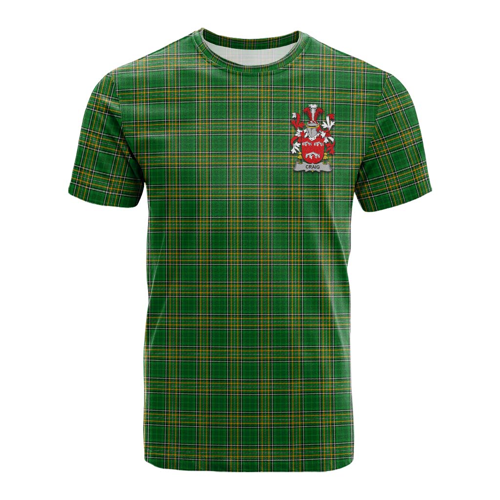 Tartan Vibes Clothing Craig Irish Clan Tartan Cotton T-shirt with Coat of Arms