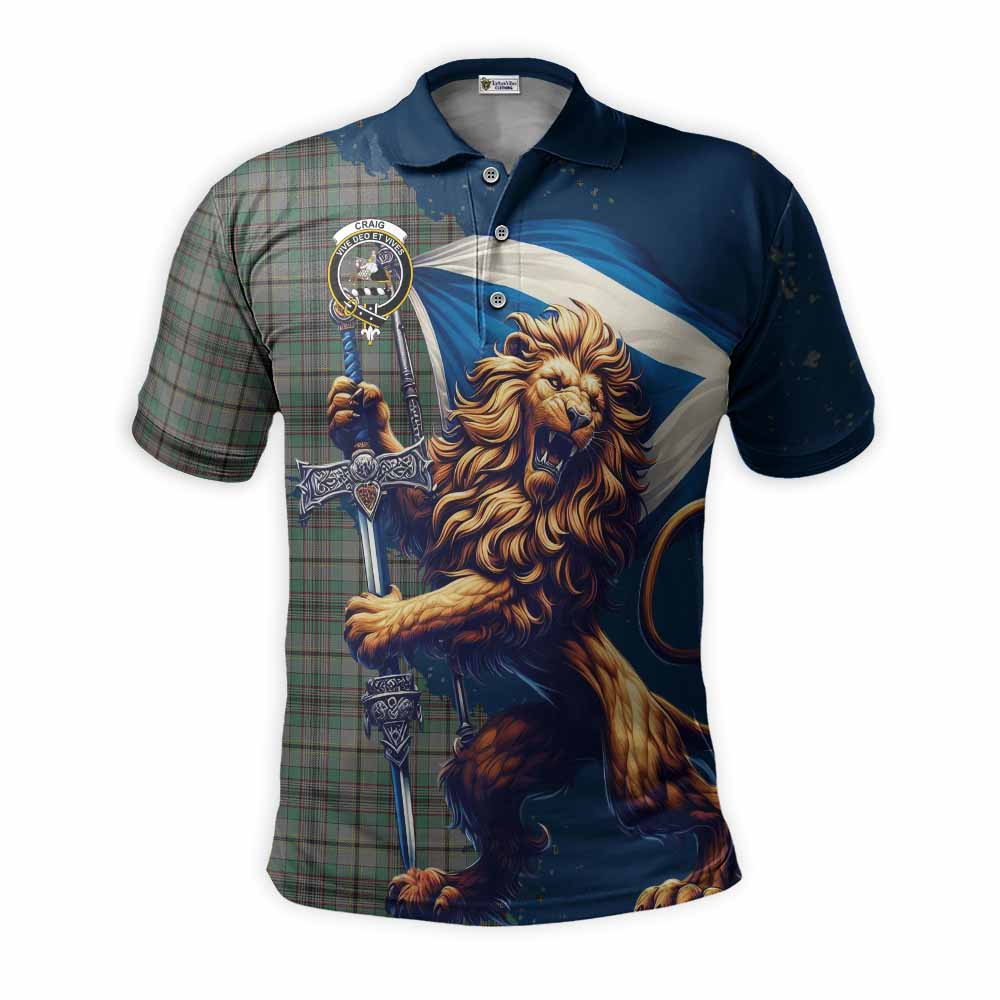 Tartan Vibes Clothing Craig Tartan Family Crest Men's Polo Shirt with Scottish Majestic Lion