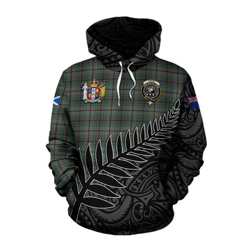 Craig Crest Tartan Cotton Hoodie with New Zealand Silver Fern Half Style