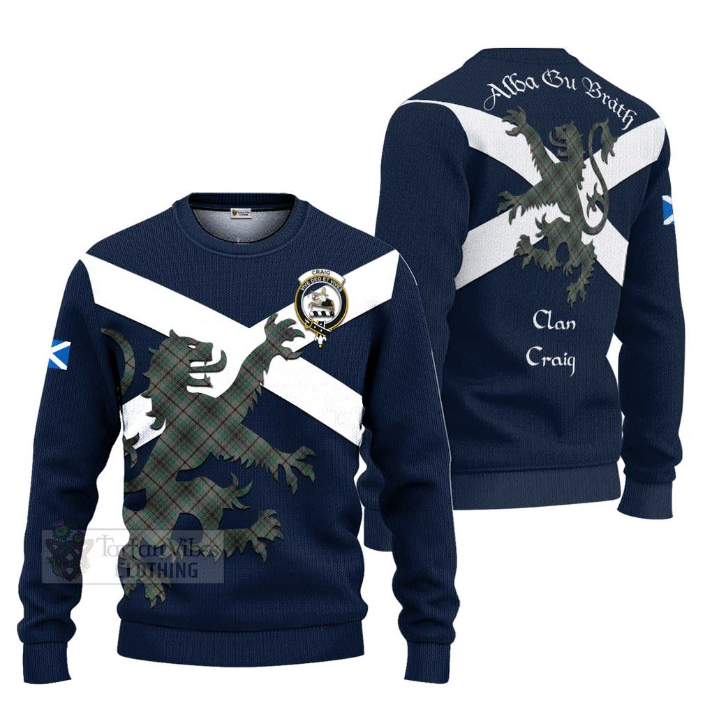 Tartan Vibes Clothing Craig Tartan Lion Rampant Knitted Sweater – Proudly Display Your Heritage with Alba Gu Brath and Clan Name