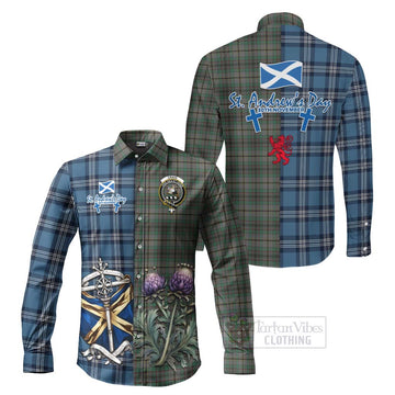 Craig Tartan Long Sleeve Button Shirt Happy St. Andrew's Day Half Tartan Style