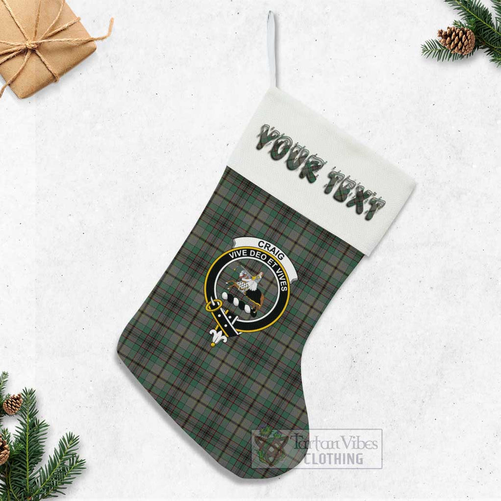 Tartan Vibes Clothing Craig Tartan Family Crest Christmas Stocking with Personalized Text