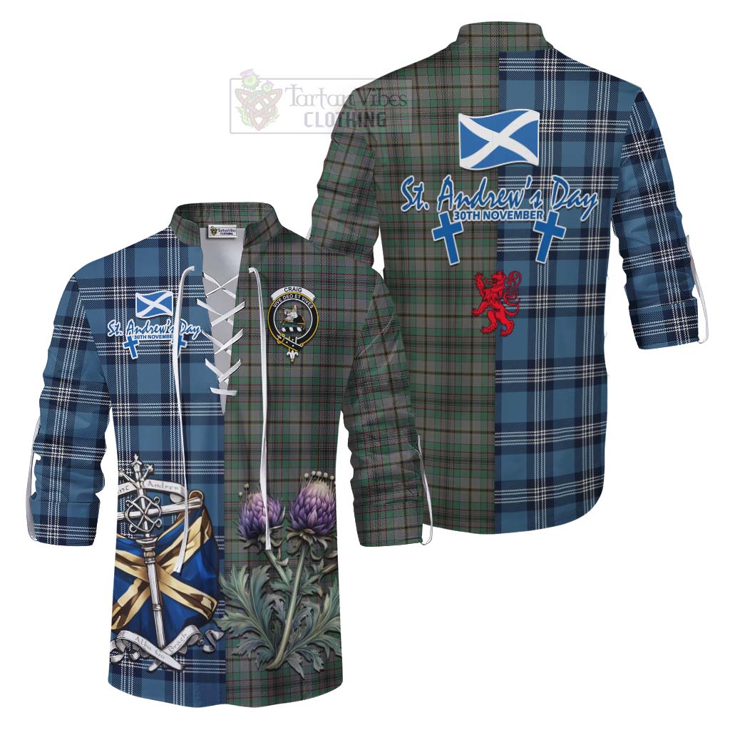 Tartan Vibes Clothing Craig Tartan Ghillie Kilt Shirt Happy St. Andrew's Day Half Tartan Style