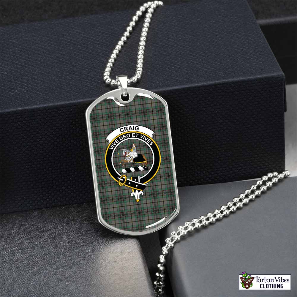 Tartan Vibes Clothing Craig Tartan Dog Tag Necklace with Family Crest