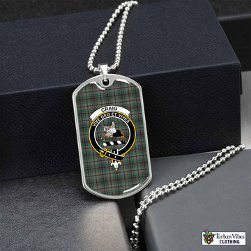 Craig Tartan Dog Tag Necklace with Family Crest