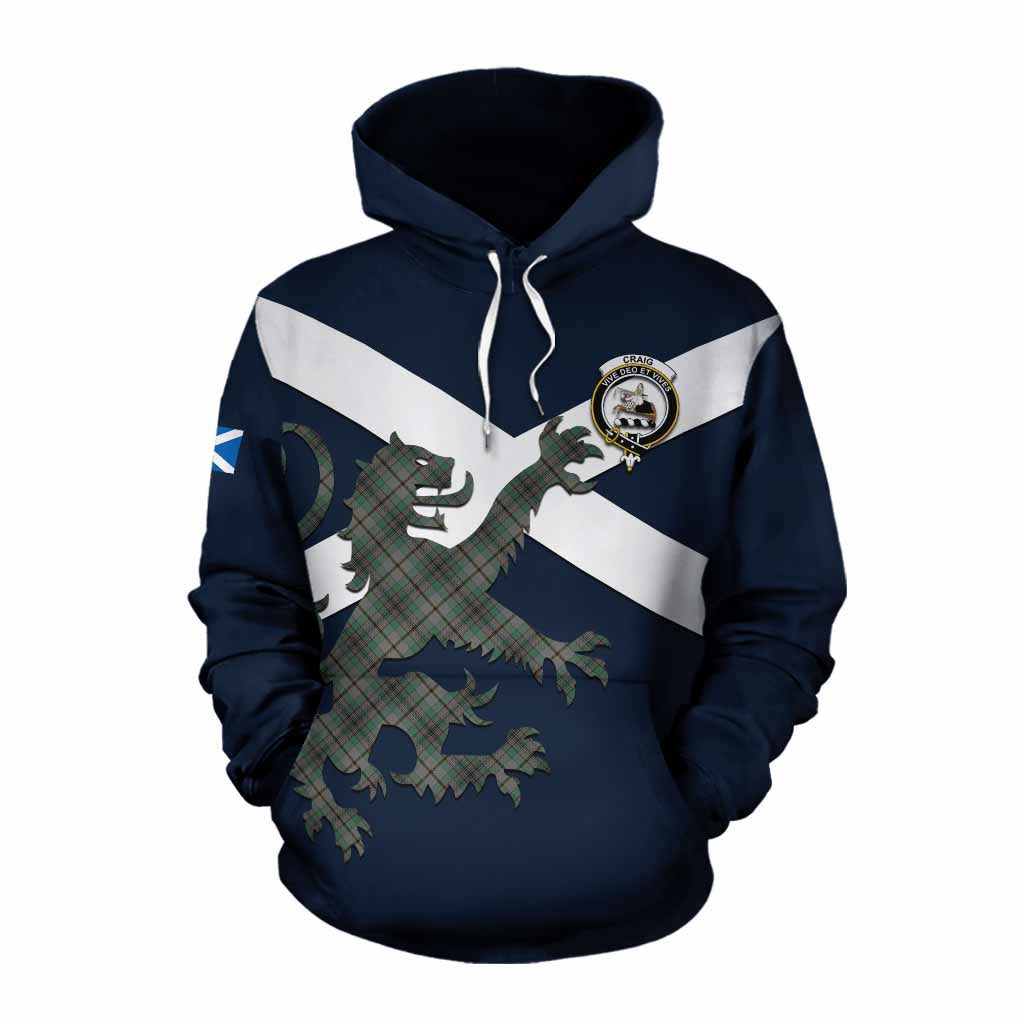 Tartan Vibes Clothing Craig Tartan Lion Rampant Cotton Hoodie Proudly Display Your Heritage with Alba Gu Brath and Clan Name