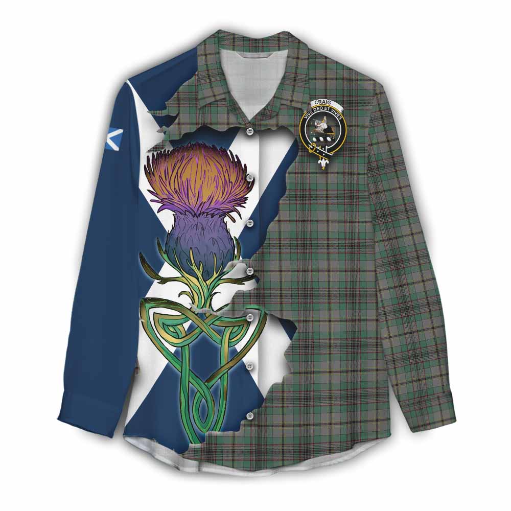 Craig Tartan Family Crest Women's Casual Shirt Scottish Thistle Celtic Inspired Female - Tartan Vibes Clothing