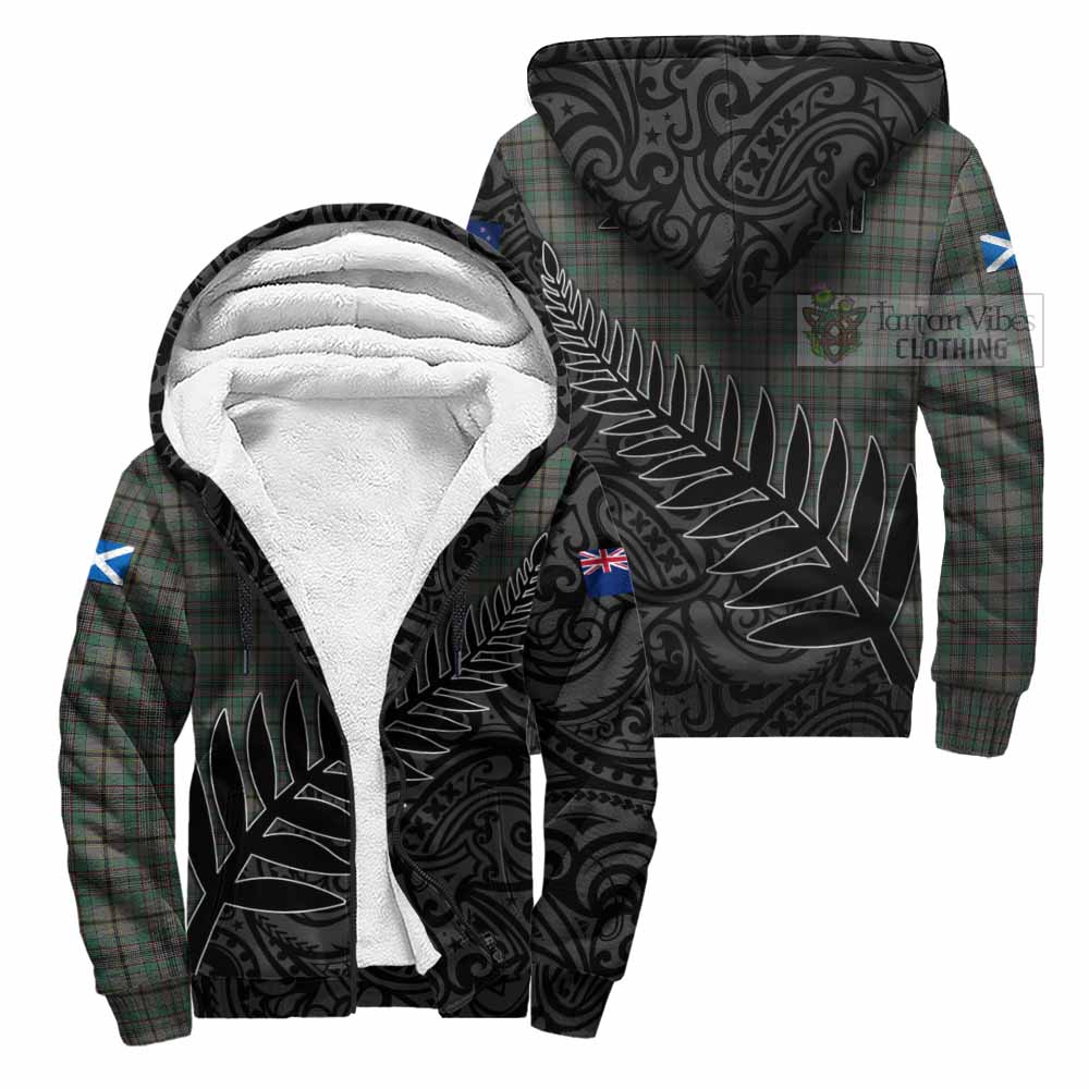 Tartan Vibes Clothing Craig Crest Tartan Sherpa Hoodie with New Zealand Silver Fern Half Style