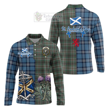 Craig Tartan Long Sleeve Polo Shirt Happy St. Andrew's Day Half Tartan Style