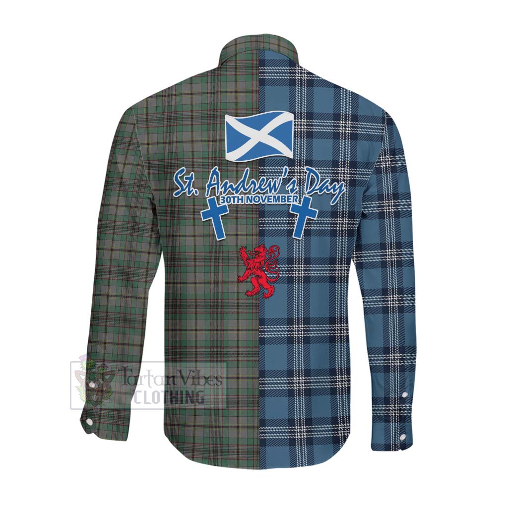 Tartan Vibes Clothing Craig Tartan Long Sleeve Button Shirt Happy St. Andrew's Day Half Tartan Style