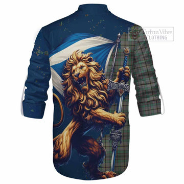 Craig Tartan Family Crest Ghillie Kilt Shirt with Scottish Majestic Lion