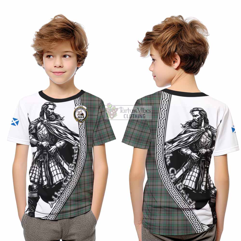 Craig Tartan Clan Crest Kid T-Shirt with Highlander Warrior Celtic Style