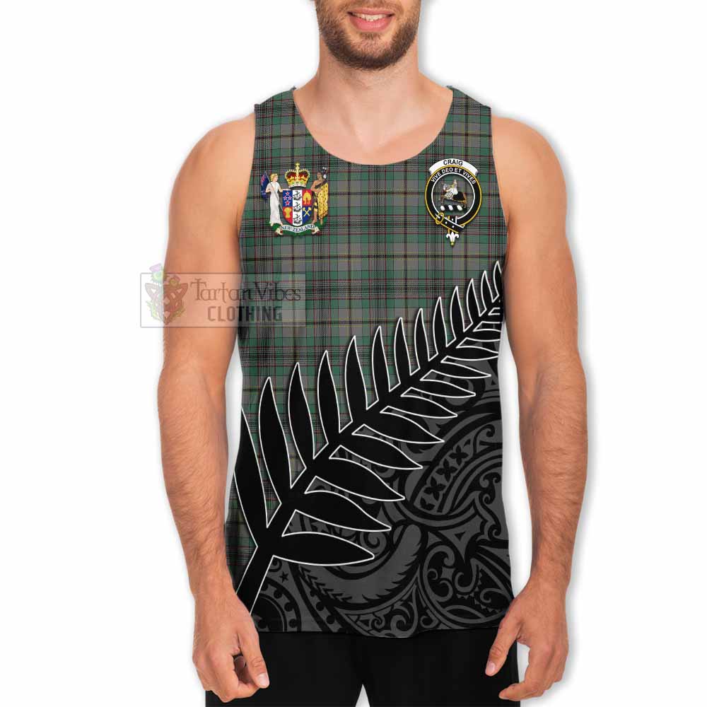 Tartan Vibes Clothing Craig Crest Tartan Men's Tank Top with New Zealand Silver Fern Half Style