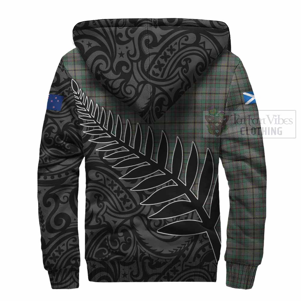 Tartan Vibes Clothing Craig Crest Tartan Sherpa Hoodie with New Zealand Silver Fern Half Style