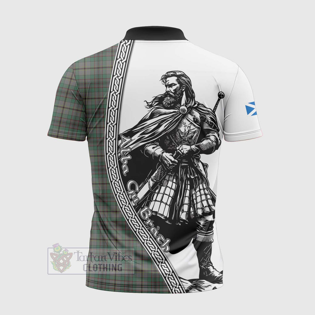 Tartan Vibes Clothing Craig Tartan Clan Crest Zipper Polo Shirt with Highlander Warrior Celtic Style