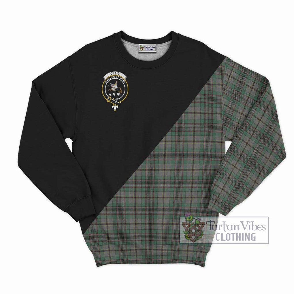 Craig Tartan Sweatshirt with Family Crest and Military Logo Style - Tartanvibesclothing Shop