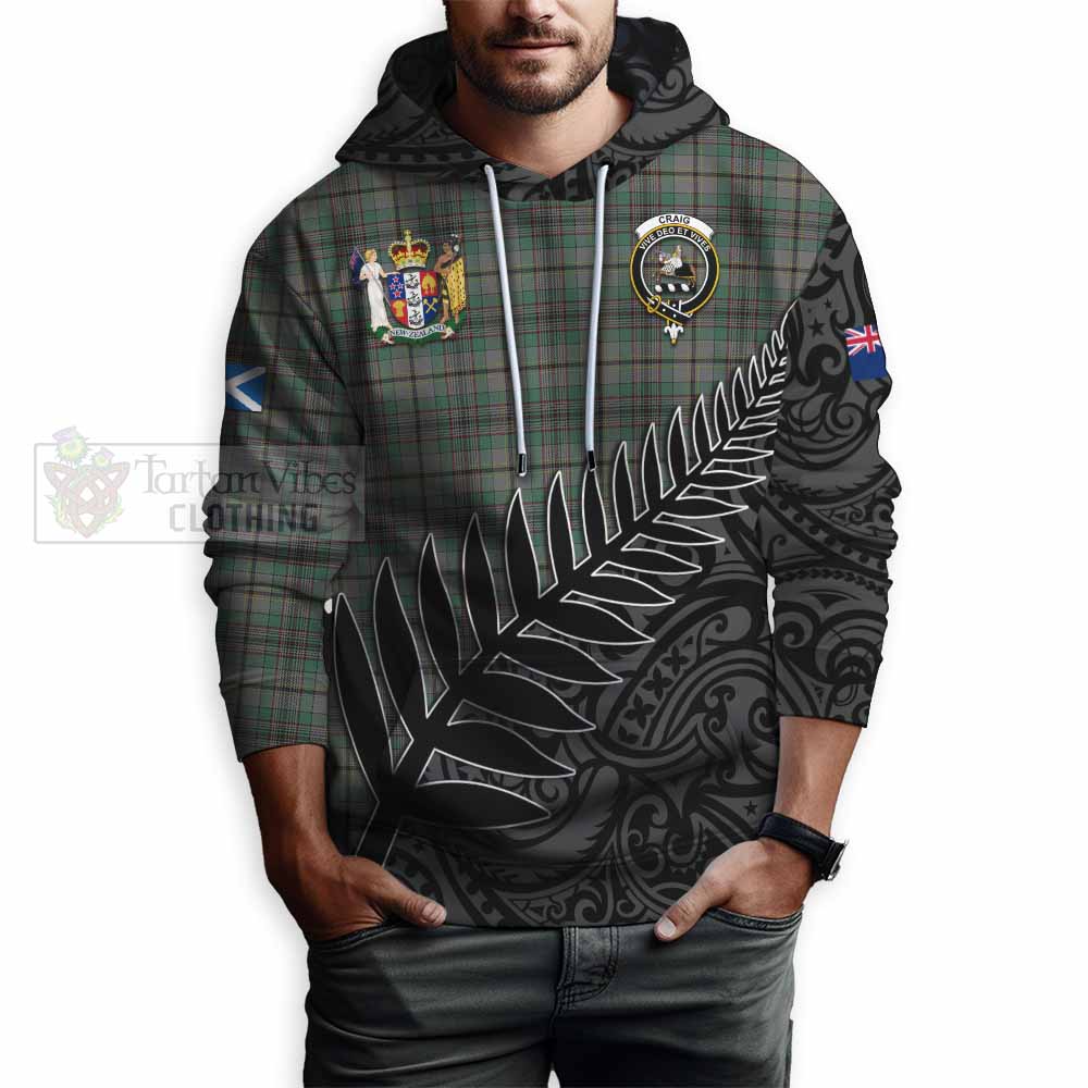 Tartan Vibes Clothing Craig Crest Tartan Hoodie with New Zealand Silver Fern Half Style