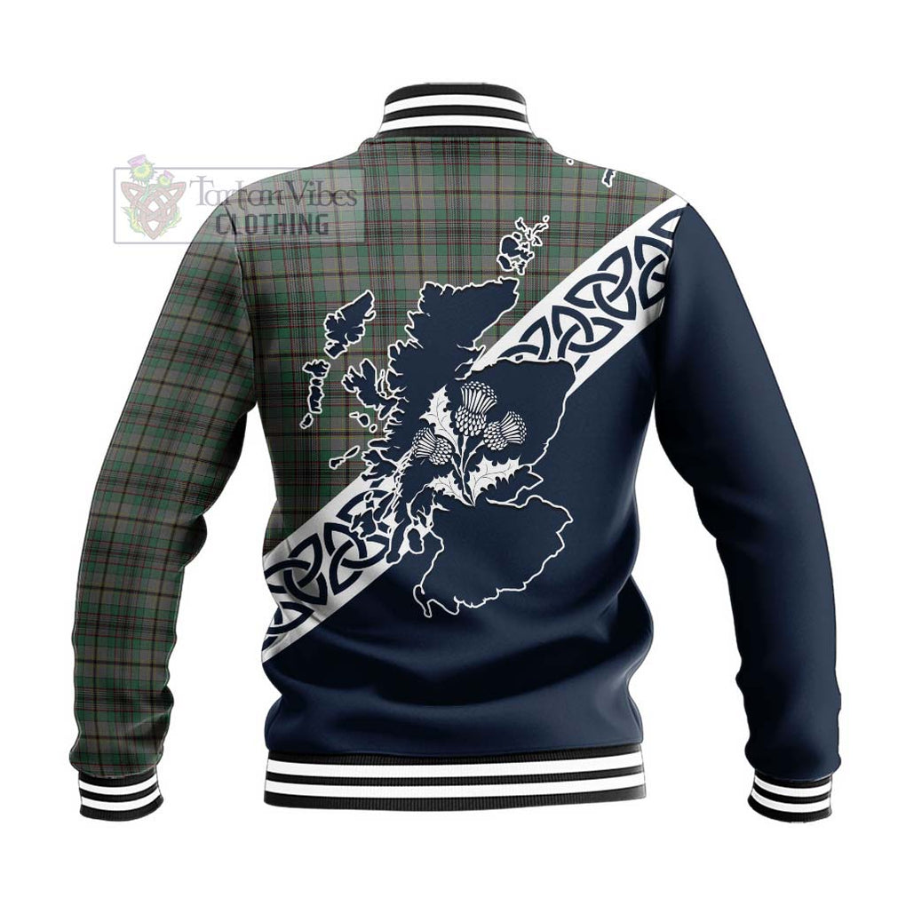 Tartan Vibes Clothing Craig Tartan Baseball Jacket Featuring Thistle and Scotland Map