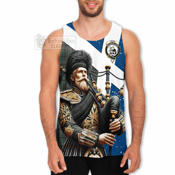 Craig Tartan Men's Tank Top with Family Crest Scottish Bagpiper Vibes