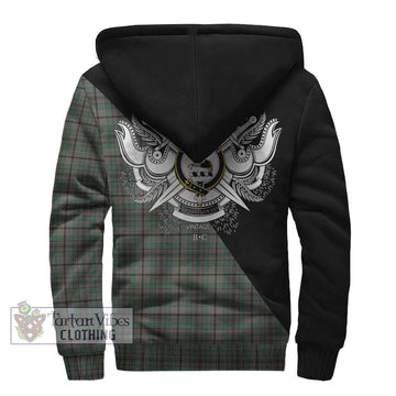 Craig Tartan Sherpa Hoodie with Family Crest and Military Logo Style