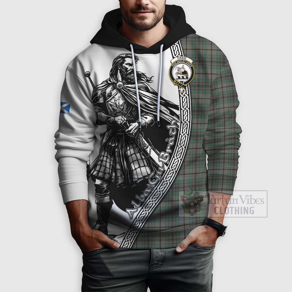 Tartan Vibes Clothing Craig Tartan Clan Crest Hoodie with Highlander Warrior Celtic Style