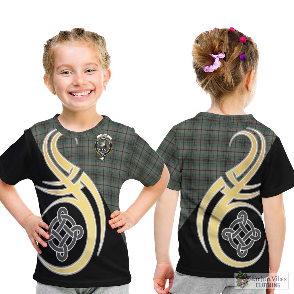 Craig Tartan Kid T-Shirt with Family Crest and Celtic Symbol Style - Tartan Vibes Clothing