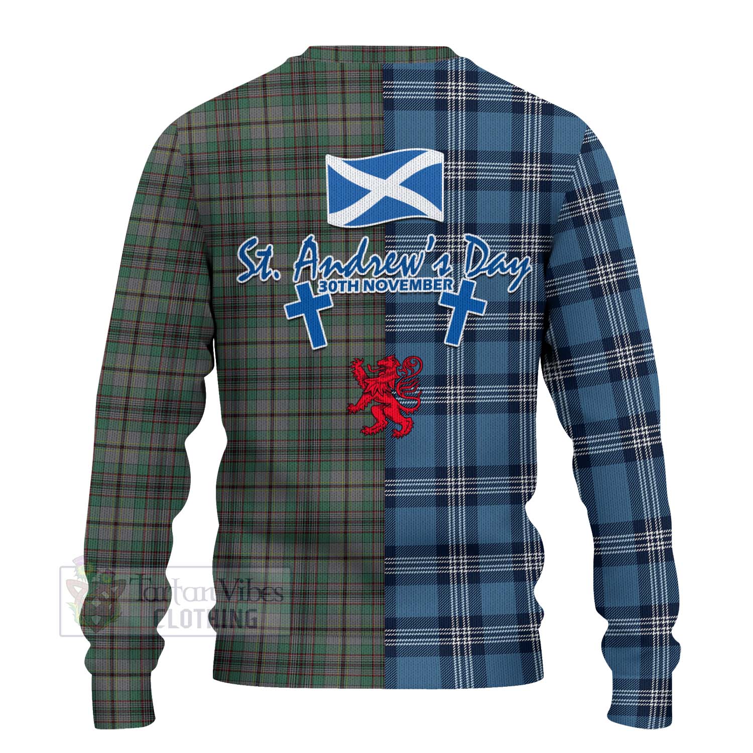 Tartan Vibes Clothing Craig Tartan Knitted Sweater Happy St. Andrew's Day Half Tartan Style