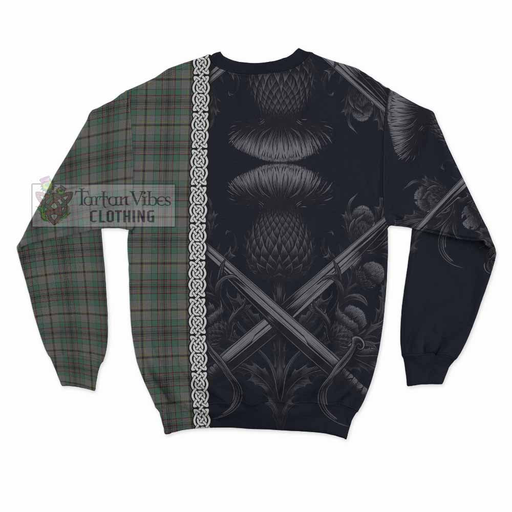 Tartan Vibes Clothing Craig Tartan Sweatshirt with Family Crest Cross Sword Thistle Celtic Vibes