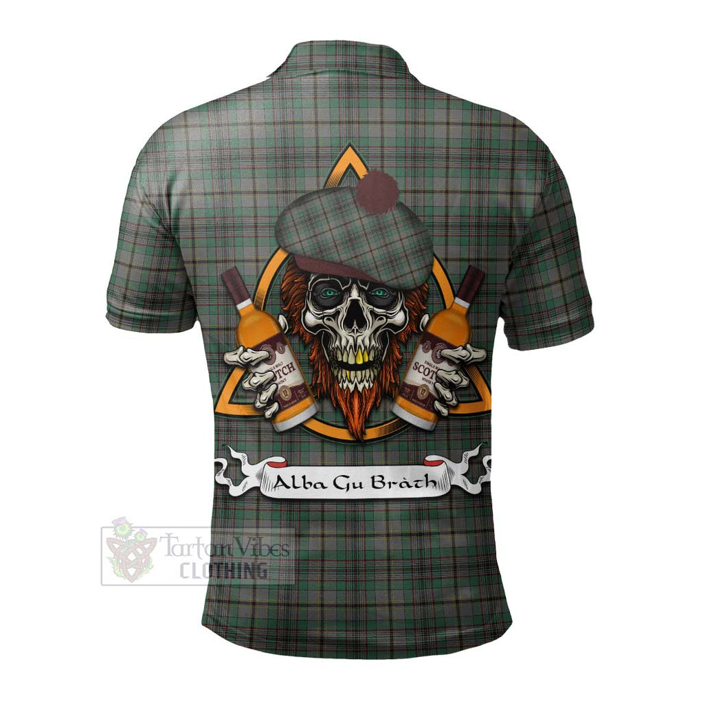 Tartan Vibes Clothing Craig Tartan Polo Shirt with Family Crest and Bearded Skull Holding Bottles of Whiskey