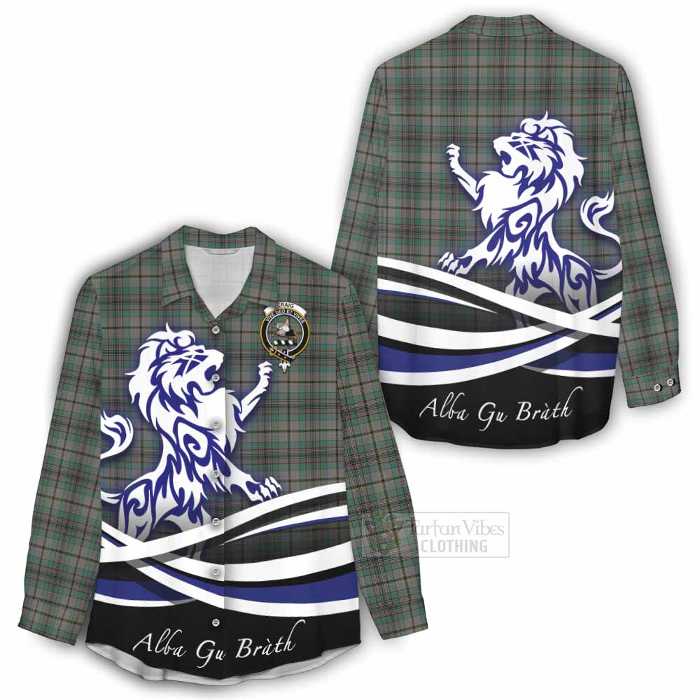 Tartan Vibes Clothing Craig Tartan Women's Casual Shirt with Alba Gu Brath Regal Lion Emblem