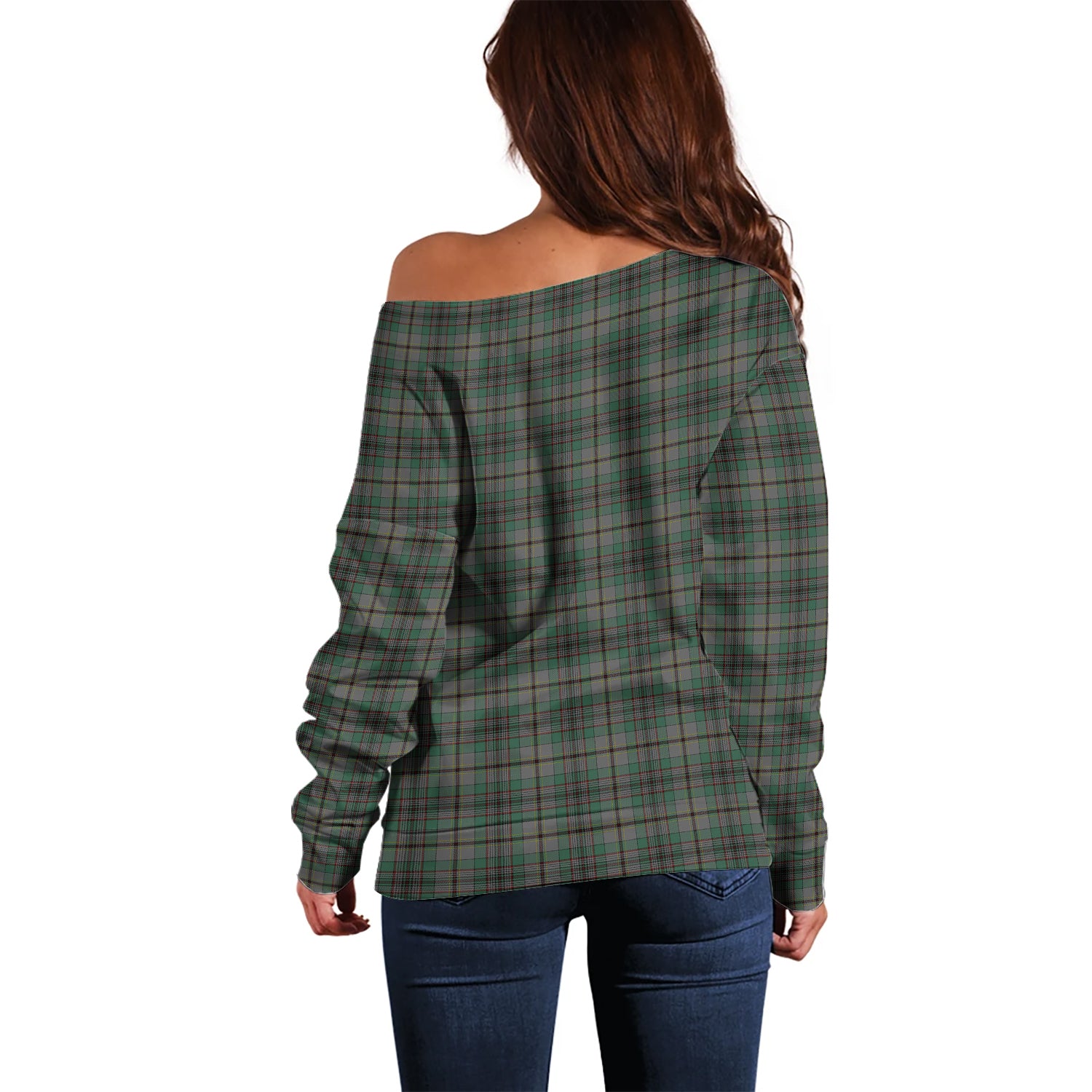 Craig Tartan Off Shoulder Women Sweater with Family Crest - Tartanvibesclothing