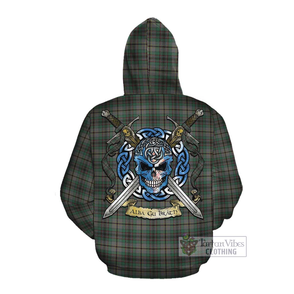 Tartan Vibes Clothing Craig Tartan Cotton Hoodie with Family Crest Celtic Skull Style