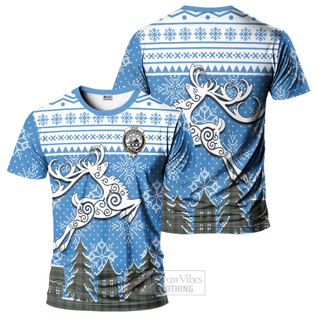 Tartan Vibes Clothing Craig Clan Christmas T-Shirt Celtic Reindeer Style