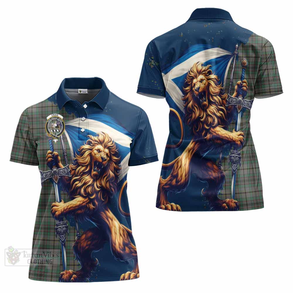 Tartan Vibes Clothing Craig Tartan Family Crest Women's Polo Shirt with Scottish Majestic Lion