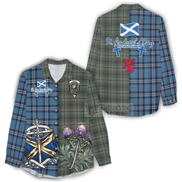 Craig Tartan Women's Casual Shirt Happy St. Andrew's Day Half Tartan Style