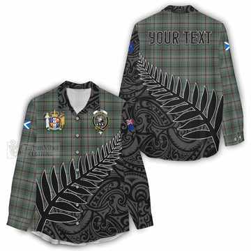 Craig Crest Tartan Women's Casual Shirt with New Zealand Silver Fern Half Style