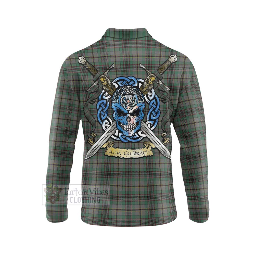 Tartan Vibes Clothing Craig Tartan Long Sleeve Polo Shirt with Family Crest Celtic Skull Style