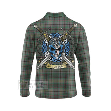 Craig Tartan Long Sleeve Polo Shirt with Family Crest Celtic Skull Style