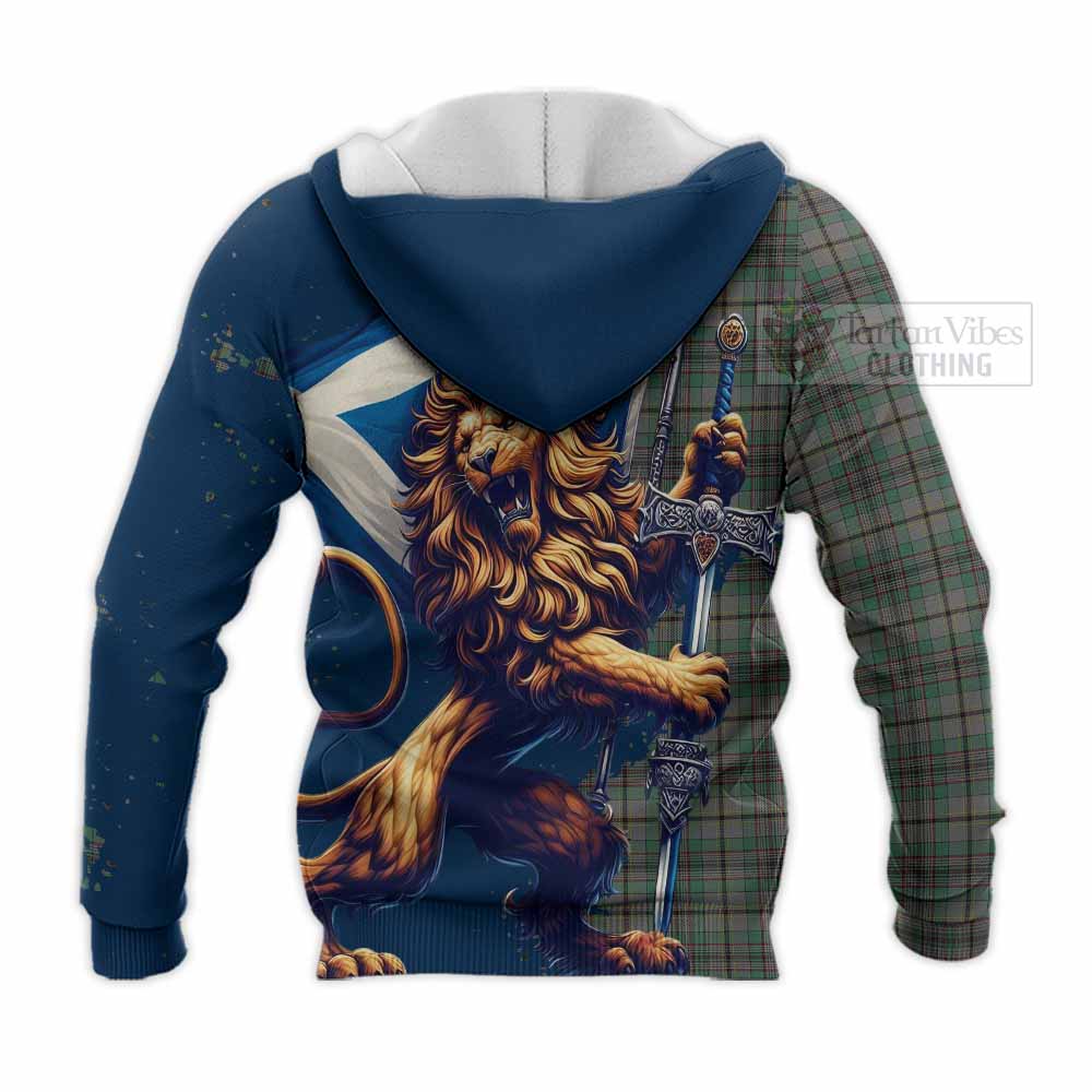 Tartan Vibes Clothing Craig Tartan Family Crest Knitted Hoodie with Scottish Majestic Lion