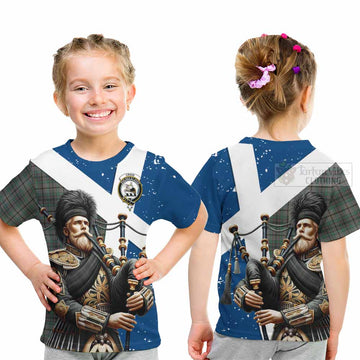 Craig Tartan Kid T-Shirt with Family Crest Scottish Bagpiper Vibes