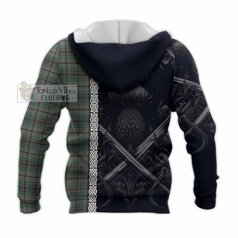 Craig Tartan Knitted Hoodie with Family Crest Cross Sword Thistle Celtic Vibes - Tartan Vibes Clothing