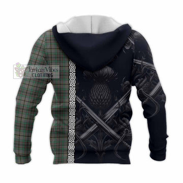 Craig Tartan Knitted Hoodie with Family Crest Cross Sword Thistle Celtic Vibes