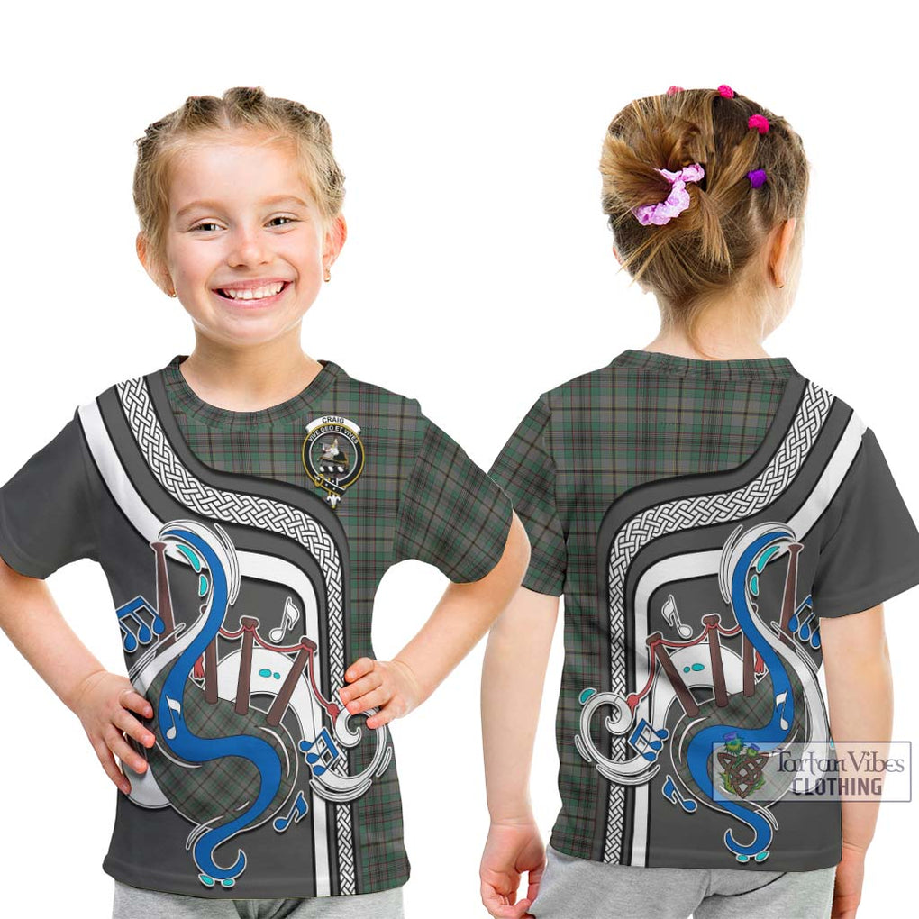 Tartan Vibes Clothing Craig Tartan Kid T-Shirt with Epic Bagpipe Style